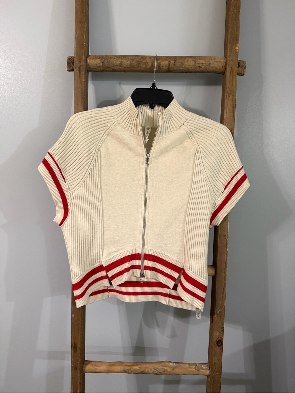 Anthropologie Full Zip Ribbed Knit Top S